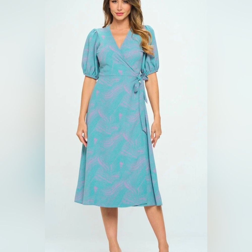 West K Elegant Teal Wrap Dress